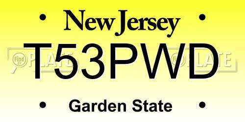 T53PWD New Jersey License Plate