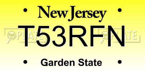 T53RFN New Jersey License Plate