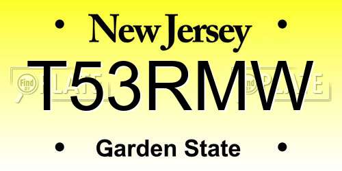 T53RMW New Jersey License Plate