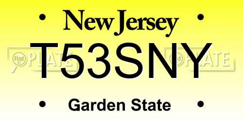 T53SNY New Jersey License Plate