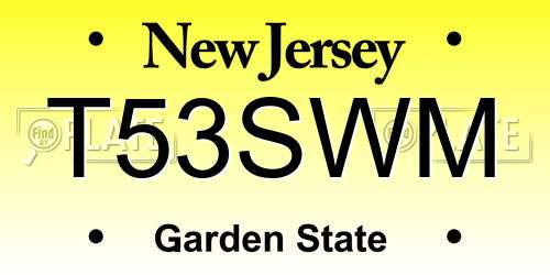 T53SWM New Jersey License Plate