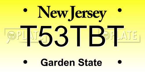 T53TBT New Jersey License Plate