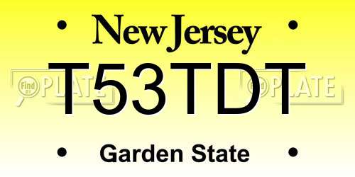T53TDT New Jersey License Plate