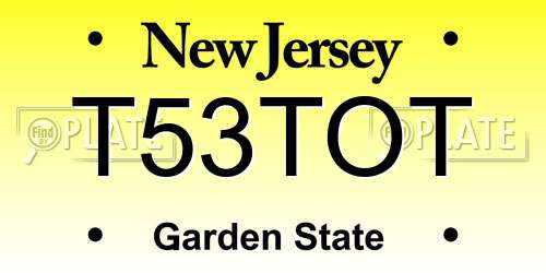 T53TOT New Jersey License Plate