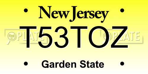 T53TOZ New Jersey License Plate