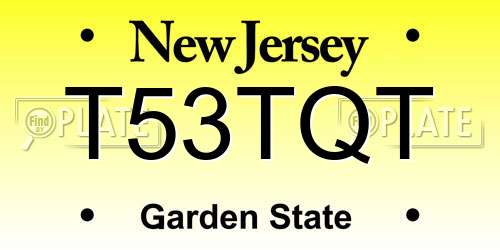 T53TQT New Jersey License Plate