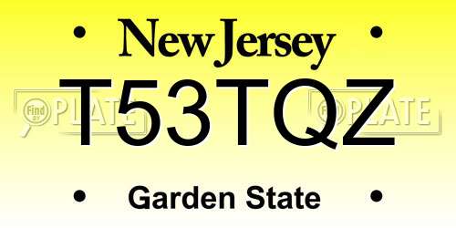 T53TQZ New Jersey License Plate