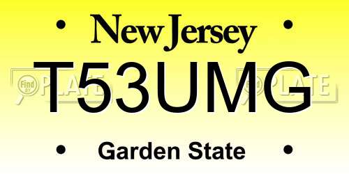 T53UMG New Jersey License Plate