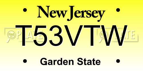 T53VTW New Jersey License Plate