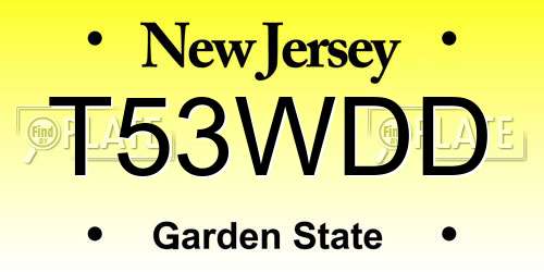 T53WDD New Jersey License Plate