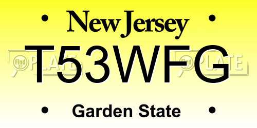 T53WFG New Jersey License Plate