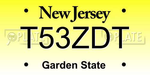 T53ZDT New Jersey License Plate