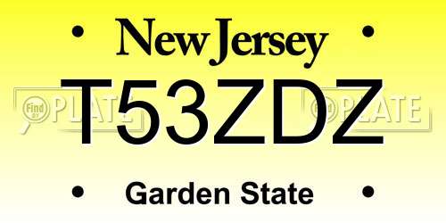 T53ZDZ New Jersey License Plate