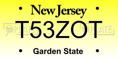 T53ZOT New Jersey License Plate