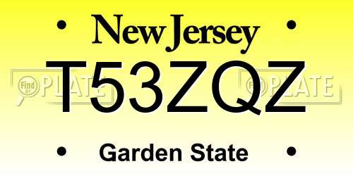 T53ZQZ New Jersey License Plate