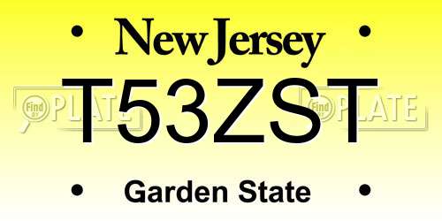 T53ZST New Jersey License Plate