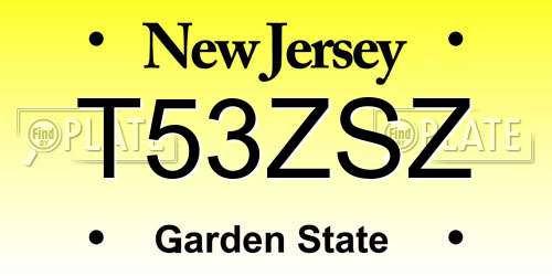 T53ZSZ New Jersey License Plate