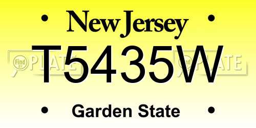 T5435W New Jersey License Plate