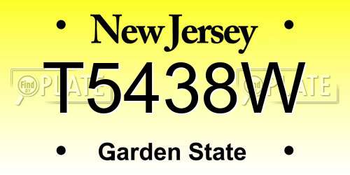 T5438W New Jersey License Plate