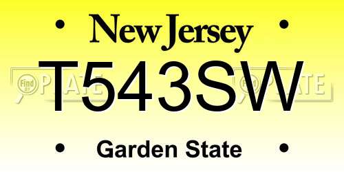 T543SW New Jersey License Plate