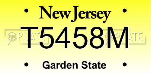 T5458M New Jersey License Plate