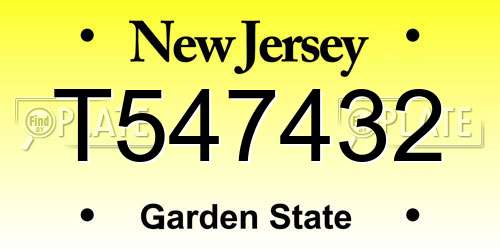T547432 New Jersey License Plate