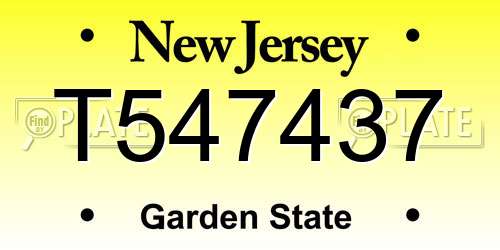 T547437 New Jersey License Plate