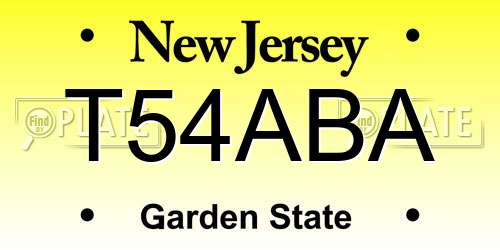 T54ABA New Jersey License Plate