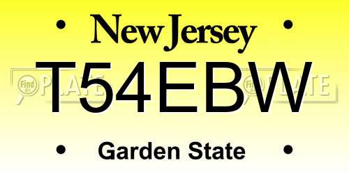 T54EBW New Jersey License Plate