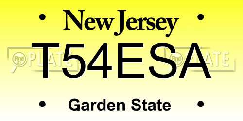 T54ESA New Jersey License Plate