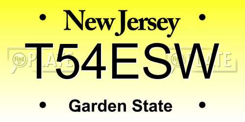T54ESW New Jersey License Plate