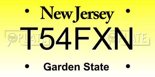 T54FXN New Jersey License Plate