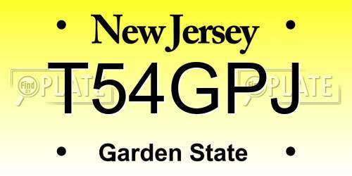 T54GPJ New Jersey License Plate