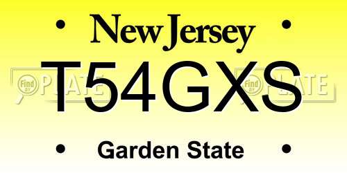 T54GXS New Jersey License Plate
