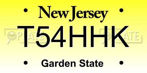 T54HHK New Jersey License Plate