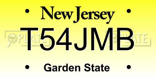 T54JMB New Jersey License Plate