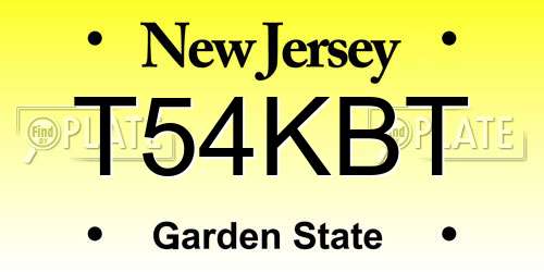 T54KBT New Jersey License Plate