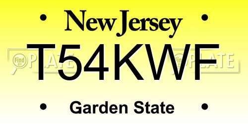 T54KWF New Jersey License Plate