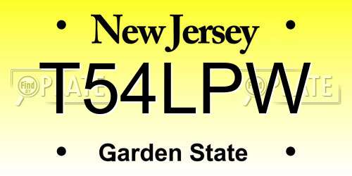 T54LPW New Jersey License Plate
