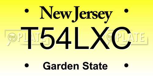 T54LXC New Jersey License Plate