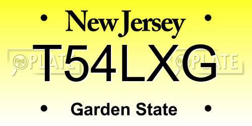 T54LXG New Jersey License Plate