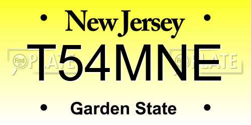 T54MNE New Jersey License Plate