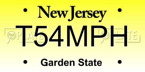 T54MPH New Jersey License Plate