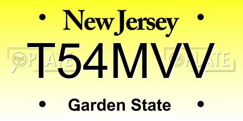 T54MVV New Jersey License Plate