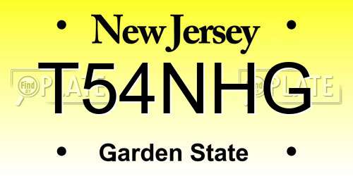 T54NHG New Jersey License Plate