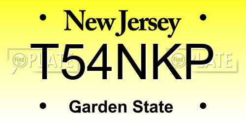 T54NKP New Jersey License Plate