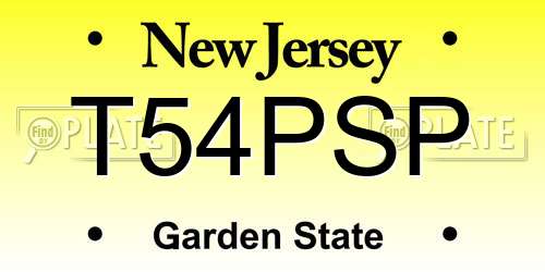 T54PSP New Jersey License Plate
