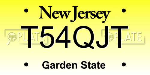 T54QJT New Jersey License Plate