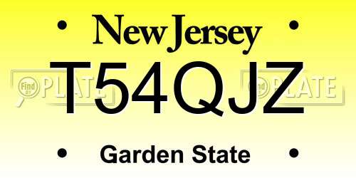 T54QJZ New Jersey License Plate