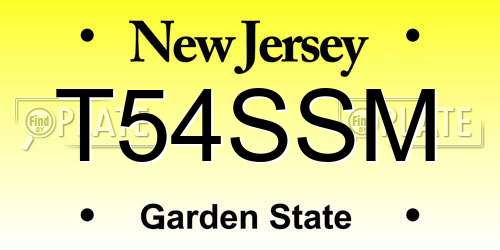 T54SSM New Jersey License Plate